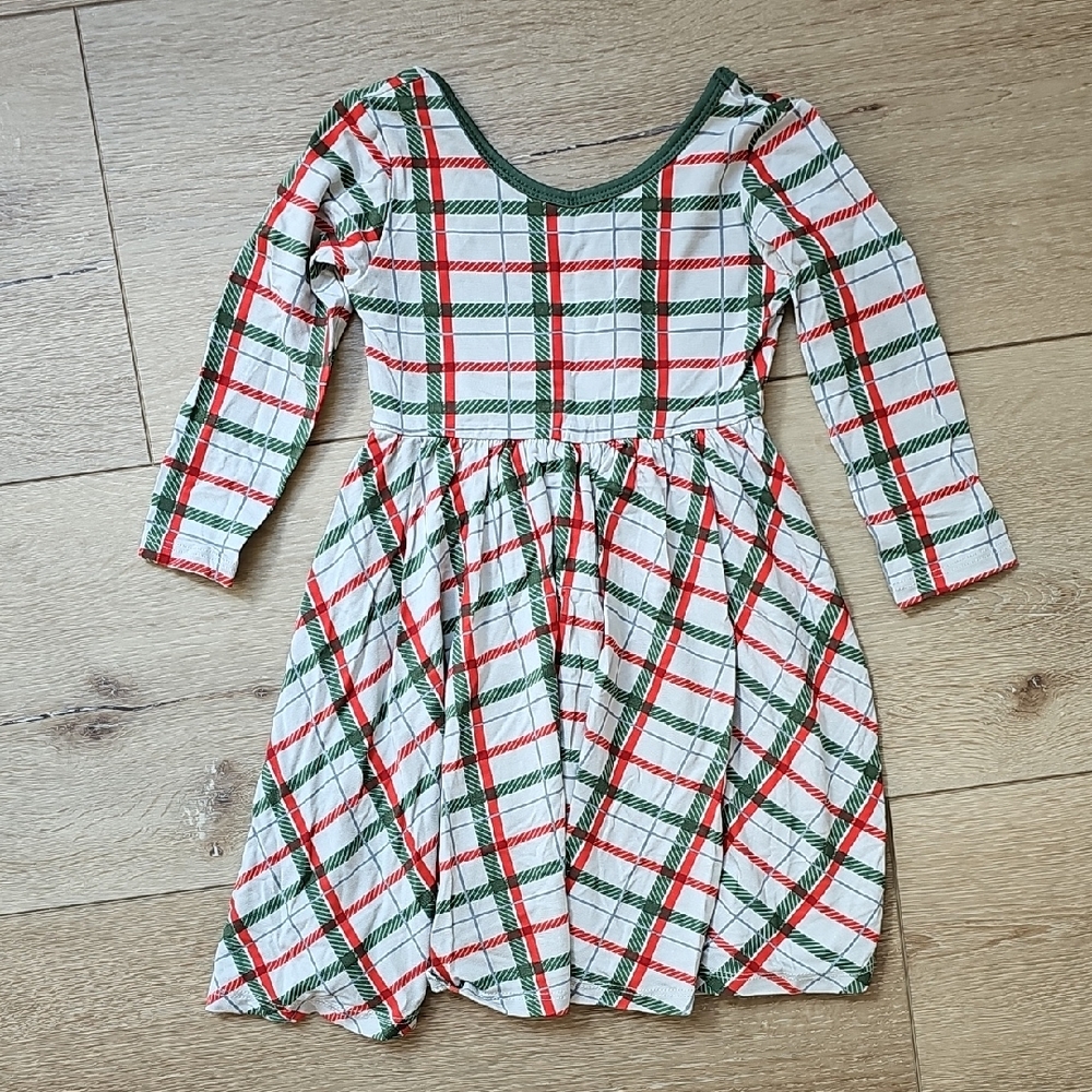 Kyte Baby Long Sleeve Twirl Dress In Hunter Plaid